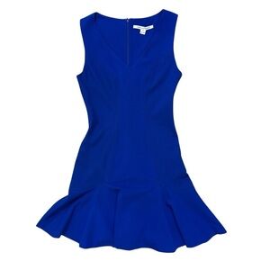 Diane von Furstenberg Size 8 Cobalt Blue Flared Hem Carla Sleeveless Dress